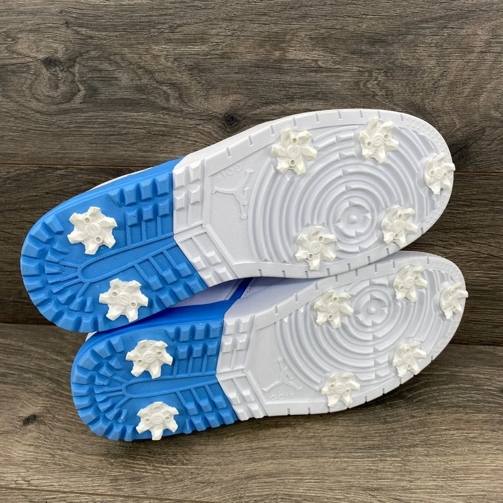 Jordan Nu Retro 1 G Mens 9 White University Blue Spiked Golf Shoes FZ4153-101